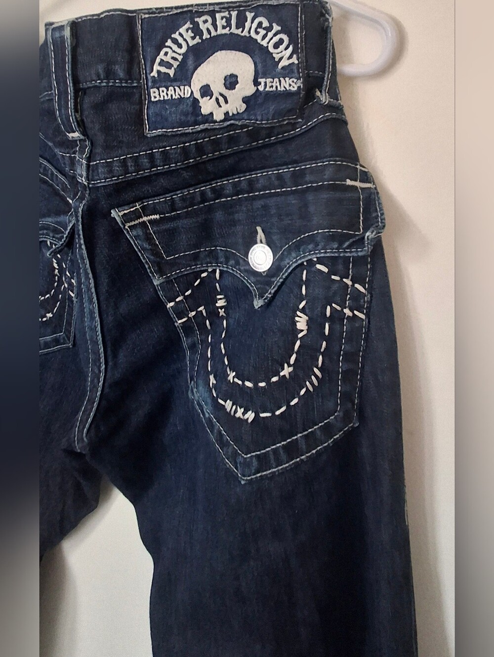 True Religion Indigo Jeans with White Stitch Detailing